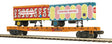 Flatcar with 2 20' Trailers - 3-Rail - Ready to Run - Premier -- James E. Strates Shows #26 (orange flatcar)