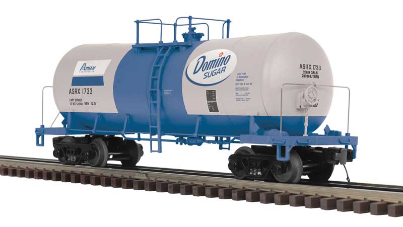 Funnel-Flow Tank Car - 2-Rail - Ready to Run - Premier -- Amstar Domino Sugar ASRX (gray, blue, white)
