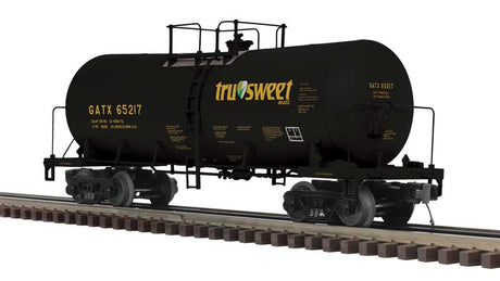 Funnel-Flow Tank Car - 2-Rail - Ready to Run - Premier -- TruSweet GATX (black, yellow, green)