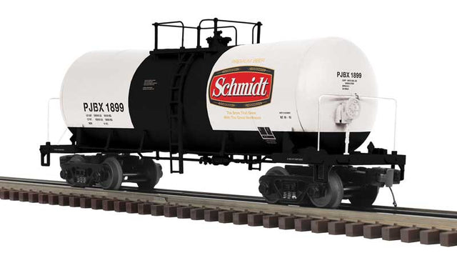 Funnel-Flow Tank Car - 2-Rail - Ready to Run - Premier -- Schmidt Beer PJBX (black, white, red)