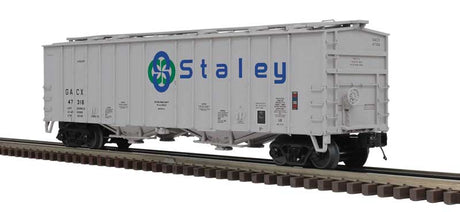 50' Airslide Covered Hopper - 2-Rail - Ready to Run - Premier -- Staley GACX (gray, blue, green)