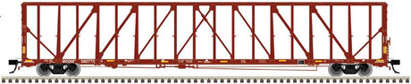 73' Centerbeam/Center Divider Flatcar w/Load - 2-Rail - Ready to Run - Premier -- BNSF Railway (Boxcar Red)