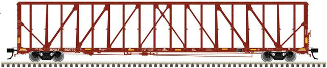 73' Centerbeam/Center Divider Flatcar w/Load - 2-Rail - Ready to Run - Premier -- BNSF Railway (Boxcar Red)