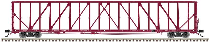 73' Centerbeam/Center Divider Flatcar w/Load - 2-Rail - Ready to Run - Premier -- Canadian National (Boxcar Red)