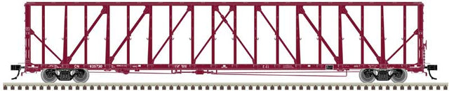 73' Centerbeam/Center Divider Flatcar w/Load - 2-Rail - Ready to Run - Premier -- Canadian National (Boxcar Red)