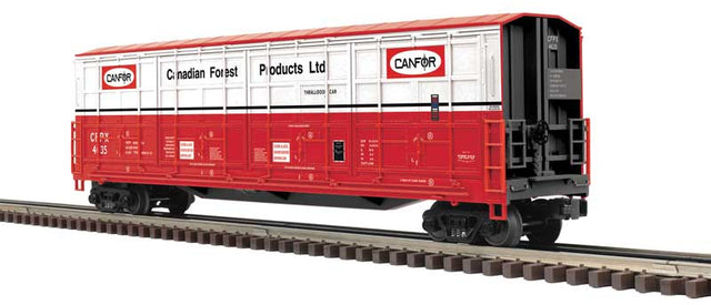 Thrall 55' All-Door Boxcar - 2-Rail - Ready to Run - Premier(R) -- Canadian Forest Products Canfor (red, white, black)