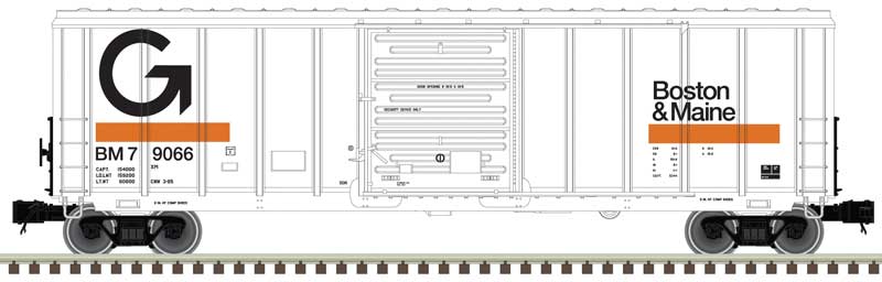PS-5344 Single-Door Boxcar - 2-Rail - Ready to Run -- Guilford B&M (white, black, orange)