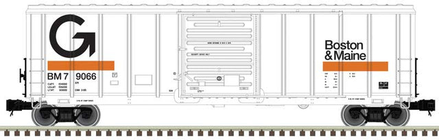PS-5344 Single-Door Boxcar - 2-Rail - Ready to Run -- Guilford B&M (white, black, orange)