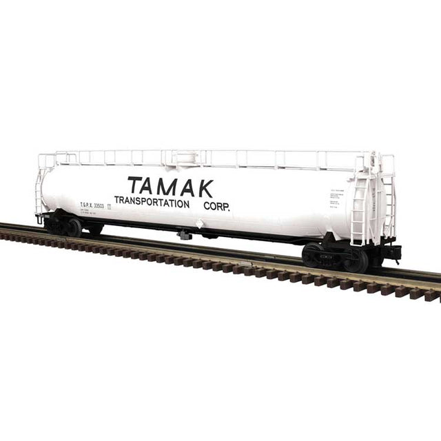 33,000-Gallon Tank Car - 2-Rail - Ready to Run - Premier -- Tamak Trans. Corp. TGPX (white, black)