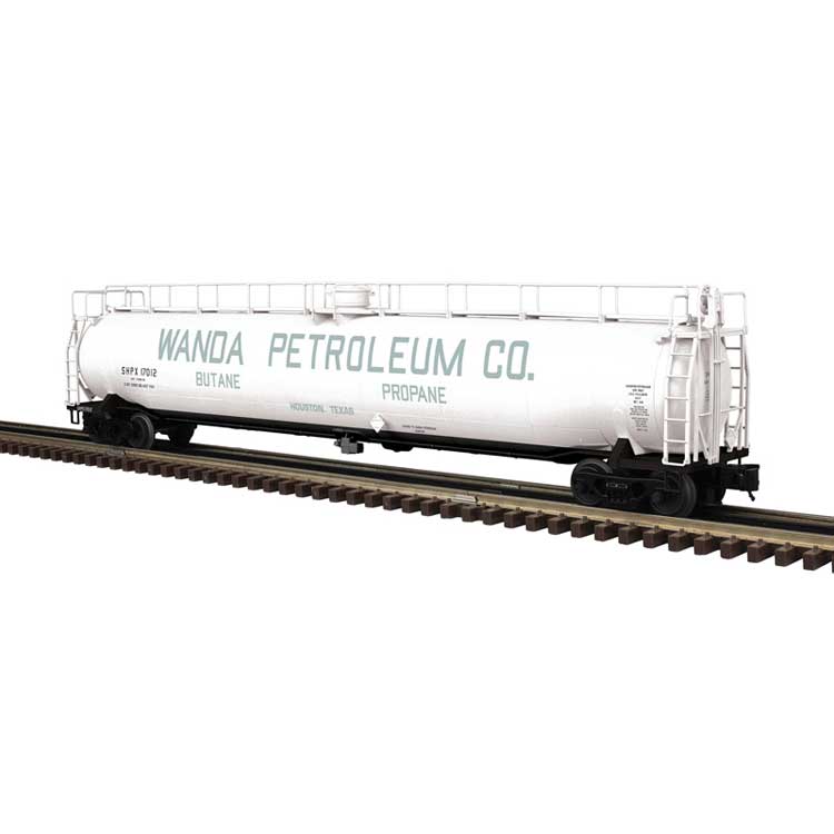 33,000-Gallon Tank Car - 2-Rail - Ready to Run - Premier -- Wanda Petroleum  SHPX (white, blue, black)