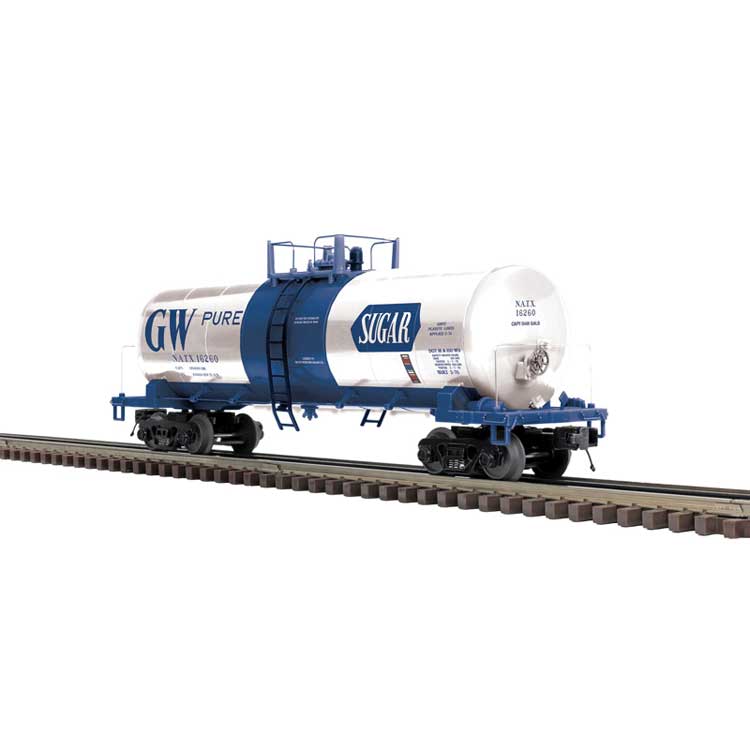 40' Modern Tank Car - 2-Rail - Ready to Run - Premier -- GW Sugar NATX (white, blue)