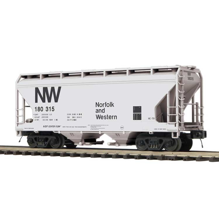 2-Bay Centerflow Covered Hopper - 2-Rail - Premier -- Norfolk & Western (gray, black, NW Logo)