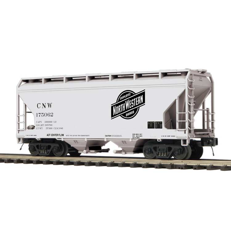 2-Bay Centerflow Covered Hopper 3-Pack - 2-Rail - Premier -- Chicago & North Western (1 Each: yellow, green, gray)-3