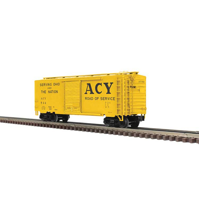 Pullman Standard PS-1 40' Boxcar w/6' Door - 2-Rail - Ready to Run - Premier -- Akron, Canton & Youngstown (yellow, black, Billboard ACY)