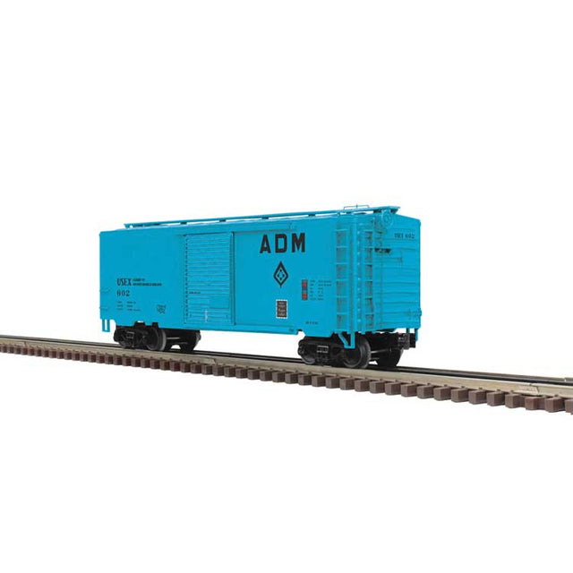 Pullman Standard PS-1 40' Boxcar w/6' Door - 2-Rail - Ready to Run - Premier -- Archer Daniels Midland (blue, Molecule Logo)