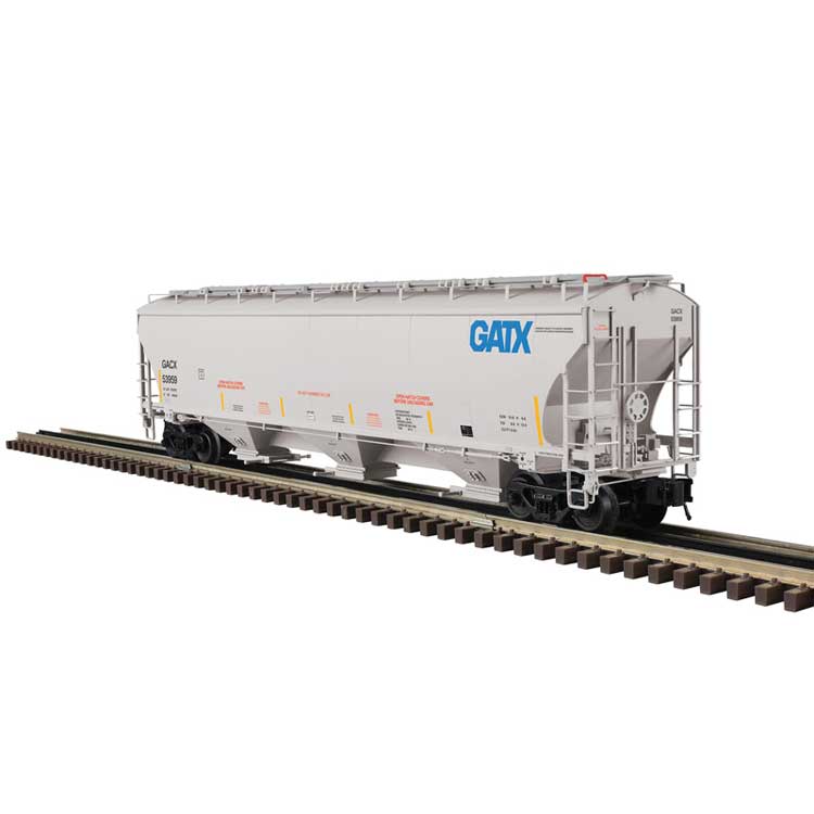Trinity 5161 Cubic Foot Covered Hopper - 2-Rail - Ready to Run - Master -- GATX Leasing (gray, blue)