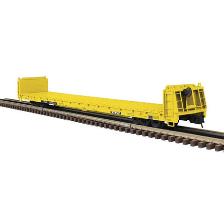 62' Short Bulkhead Flatcar - 2-Rail - Ready to Run - Trainman(R) -- Trailer-Train TTJX (yellow, black)
