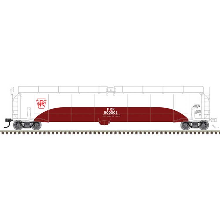 33,000-Gallon Tank Car - 3-Rail - Ready to Run - Master(R) -- Pennsylvania Railroad (white, brown, red)