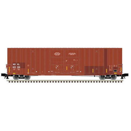 Gunderson 60' Hy-Cube Boxcar - 3-Rail - Ready to Run - Master(R) -- Northeastern Oklahoma NOKL (Patched Boxcar Red)