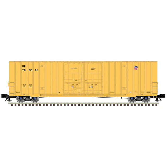 Gunderson 60' Hy-Cube Boxcar - 3-Rail - Ready to Run - Master(R) -- Union Pacific (yellow, small logo)