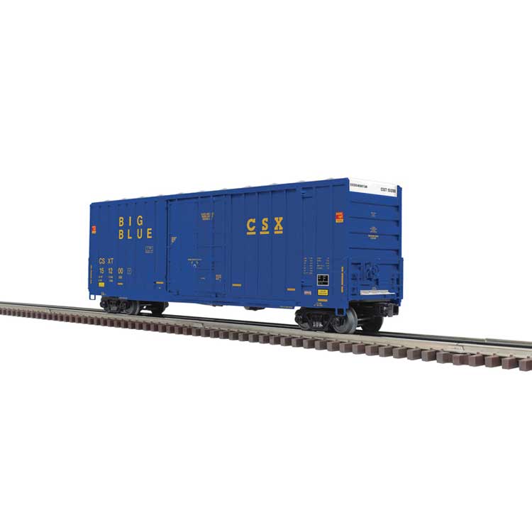 Gunderson 50' High-Cube Boxcar - 3-Rail - Ready to Run - Premier -- CSX (blue, yellow, Big Blue)