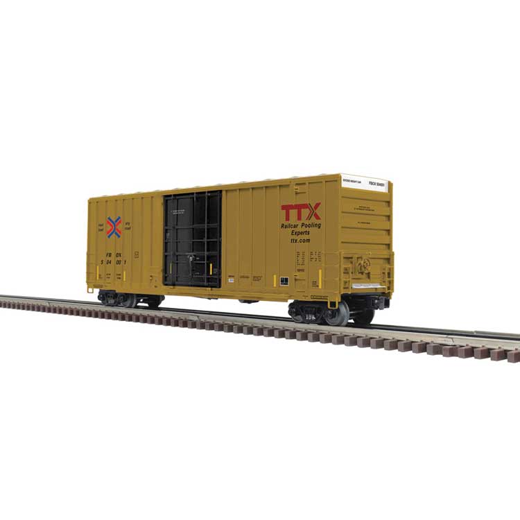 Gunderson 50' High-Cube Boxcar - 3-Rail - Ready to Run - Premier -- TTX FBOX (yellow, black, High Logo)