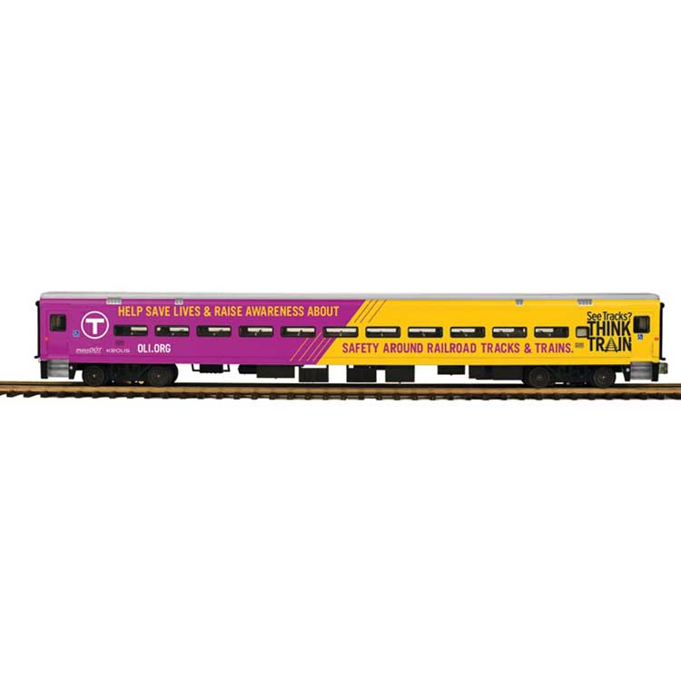 Comet II Commuter Coach - 3-Rail - Ready to Run -- Massachusetts Bay Transportation Authority MBTA #649 (Operation Lifesaver)