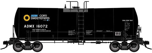 17,600-Gallon Corn Syrup Tank Car - 3-Rail Ready to Run - Master(R) -- Archer-Daniels-Midland ADMX (black, yellow, blue, Corn Sweeteners Logo)