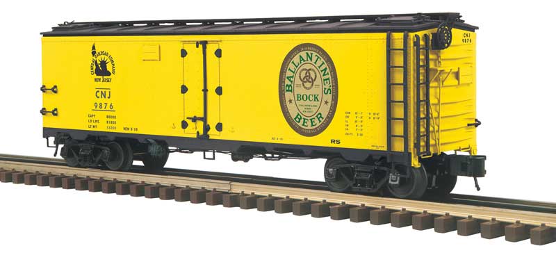40' Steel Reefer - 3-Rail - Ready to Run - Master -- Central Railroad of New Jersey (yellow, Ballantine Heritage Bock)