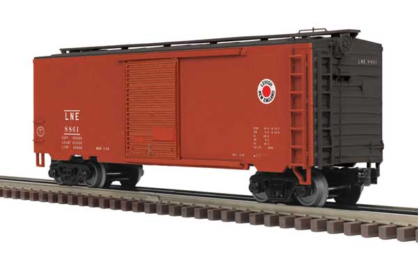 Pullman Standard PS-1 40' Boxcar w/6' Door - 2-Rail - Ready to Run - Premier -- Lehigh New England (Boxcar Red, white, black)