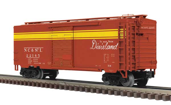 Pullman Standard PS-1 40' Boxcar w/6' Door - 2-Rail - Ready to Run - Premier -- Nashville, Chattanooga & St. Louis (Boxcar Red, yellow, white)