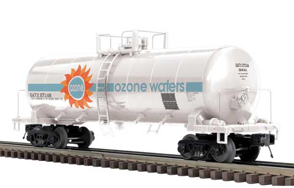40' Modern Tank Car - 2-Rail - Ready to Run - Premier -- Ozone Waters (white, blue, red, yellow)