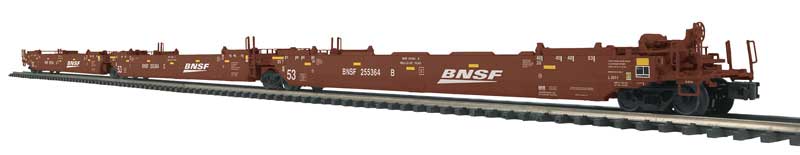 Gunderson Maxi-IV 3-Unit Well Car - 2-Rail - Ready to Run - Premier -- BNSF Railway #1 (Boxcar Red, Wedge Logo)