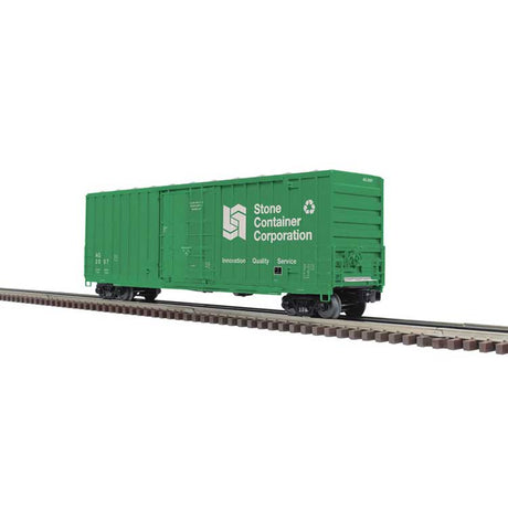 Gunderson 50' High-Cube Boxcar - 2-Rail - Ready to Run - Premier -- Stone Container (green, white)