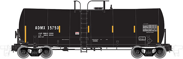 Trinity 17,600-Gallon Corn Syrup Tank Car - 2-Rail - Ready to Run - Master(R -- Archer-Daniels-Midland ADMX (black, yellow Conspicuity Marks; No Logo)