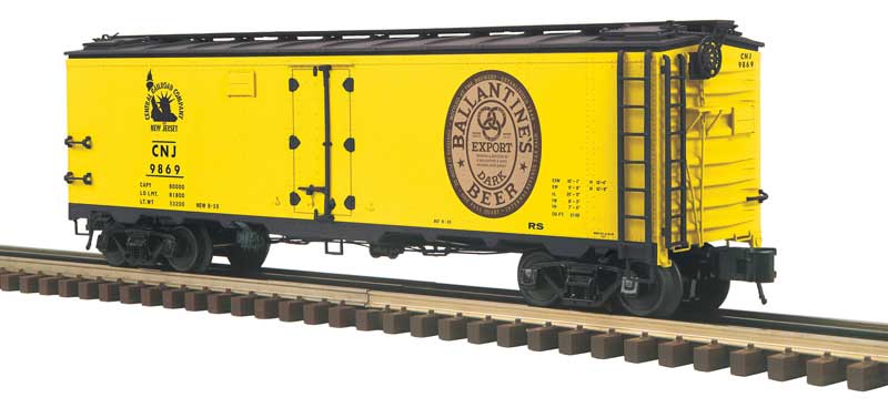 40' Steel Reefer - 2-Rail - Ready to Run - Master -- Central Railroad of New Jersey (yellow, Ballantine Heritage Export Dark)