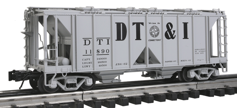 ACF 70-Ton 1958 Cu. Ft. Covered Hopper w/Open Sides - 3-Rail - Ready to Run -- Detroit, Toledo & Ironton (gray, black, Large DT&I & Compass Logo)
