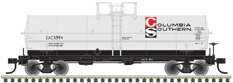 11,000-Gallon Tank Car with Platform - 3-Rail Ready to Run -- Columbia Southern SACX (gray, black, red)