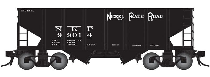 55-Ton 2-Bay Open Hopper - 3-Rail - Ready to Run -- Nickel Plate Road (black)