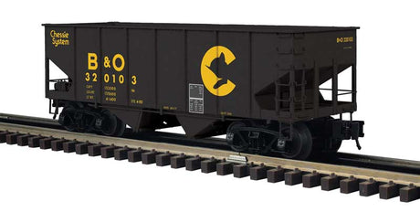 55-Ton 2-Bay Open Hopper - 3-Rail - Ready to Run - Master -- Chessie System B&O (Fantasy Scheme, black, yellow)