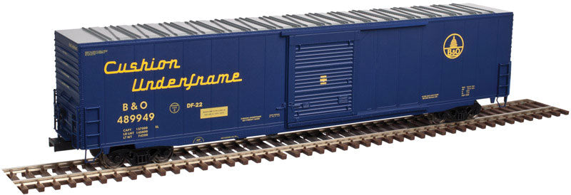 ACF 60' Single-Door Auto Parts Boxcar - 3-Rail - Ready to Run - Master(R) -- Baltimore & Ohio (blue, Capitol Logo, Script Cushion Underframe)