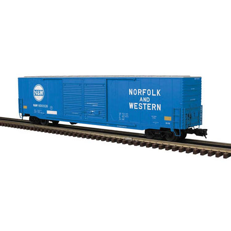 ACF 60' Double-Door Auto Parts Boxcar - 3-Rail - Ready to Run - Premier -- Norfolk & Western (blue, white, Hamburger Logo)