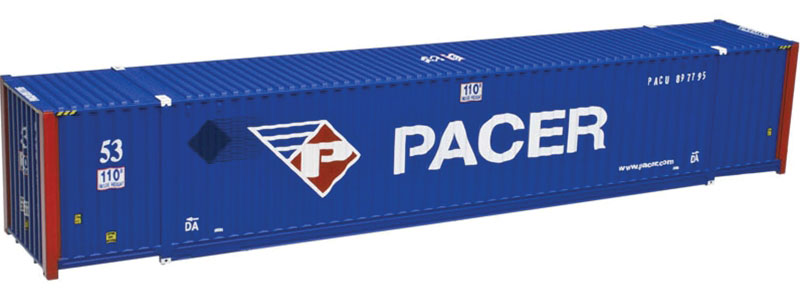 Jindo 53' Container - Assembled -- Pacer StackTrain (blue, white, red, 2017 Logo)