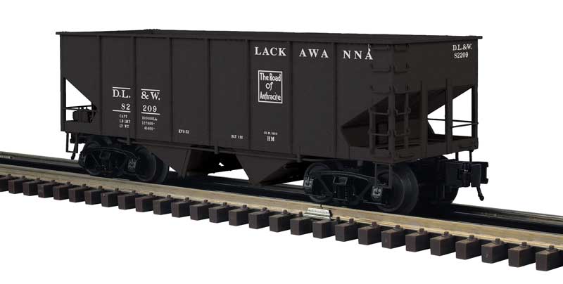 55-Ton 2-Bay Open Hopper - 2-Rail - Ready to Run - Master -- Delaware, Lackawanna & Western (black, white)