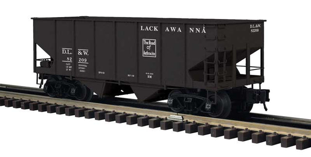 55-Ton 2-Bay Open Hopper - 2-Rail - Ready to Run - Master -- Delaware, Lackawanna & Western (black, white)
