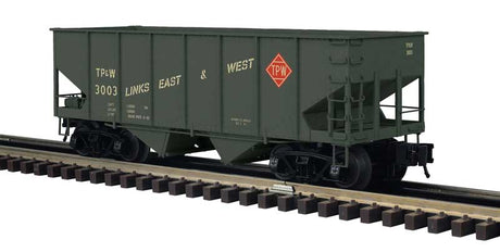 55-Ton 2-Bay Open Hopper - 2-Rail - Ready to Run - Master -- Toledo, Peoria & Western (green, red, yellow)