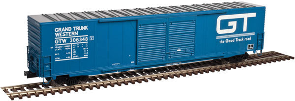 ACF 60' Double-Door Auto Parts Boxcar - 2-Rail - Ready to Run - Master(R) -- Grand Trunk Western (blue, white, Good Track Logo)