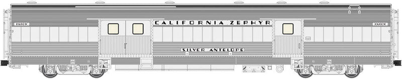 California Zephyr Budd Baggage Car - 3-Rail - Ready to Run -- Denver & Rio Grande Western Silver Antelope (California Zephyr, silver)