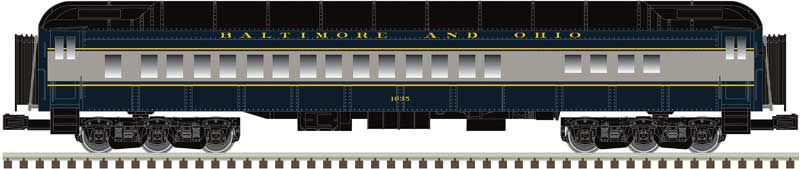 70' Madison Heavyweight Combine and Diner Set - 3-Rail - Ready to Run -- Baltimore & Ohio Combine 1444, Diner 1035 (blue, gray)-1