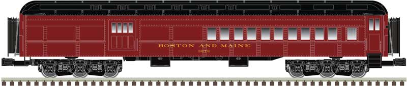 70' Madison Heavyweight Combine and Diner Set - 3-Rail - Ready to Run -- Boston & Maine Combine 3676, Diner 90 (maroon, black)-1